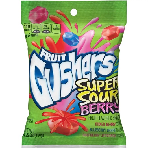 [26493] Gushers Super Sour Berry 8ct 4.25oz