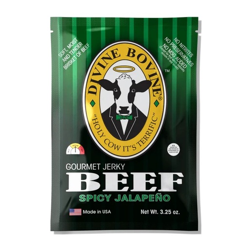 [22202] Divine Bovine Spicy Jalapeno Beef Jerky 12ct 2.12oz