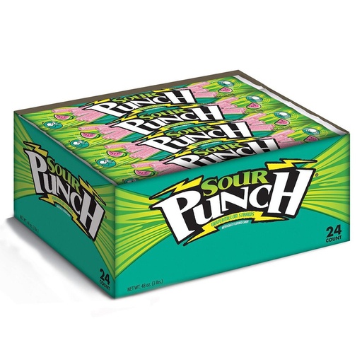 [11130] Sour Punch Straws Watermelon Bar 24 ct 2.0 oz