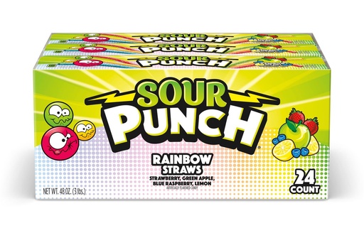 [11135] Sour Punch Straws Rainbow 24 ct 2 oz